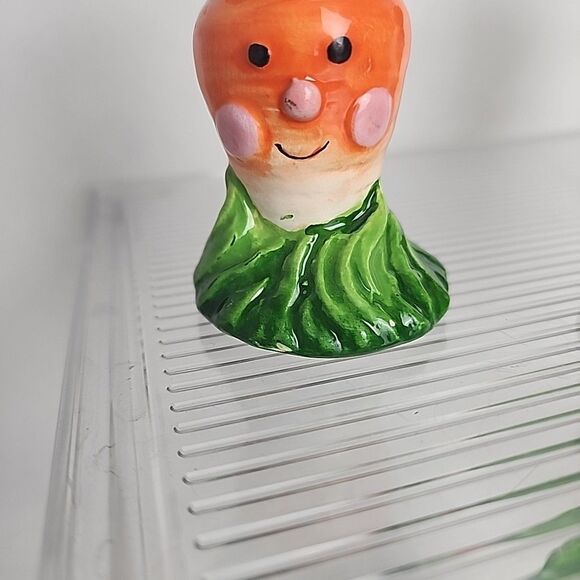 SIX Orange Green Carrot Ceramic Egg Holders Cottontale Filigree Easter  1990's - Picture 3 of 8